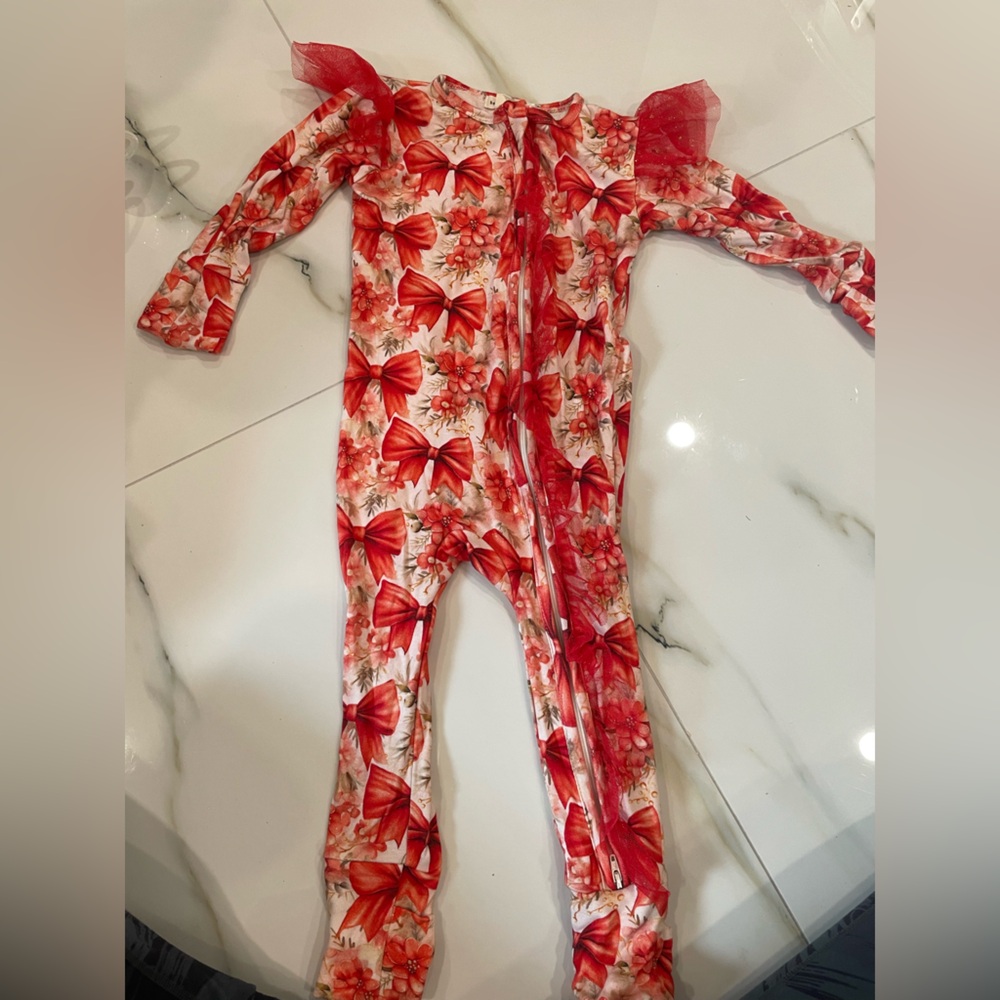 All I wish- red bow onesie